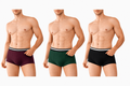BAMBUMM Men's Bamboo Boxer Trunks Pack of 3 – Black, Green & Plum