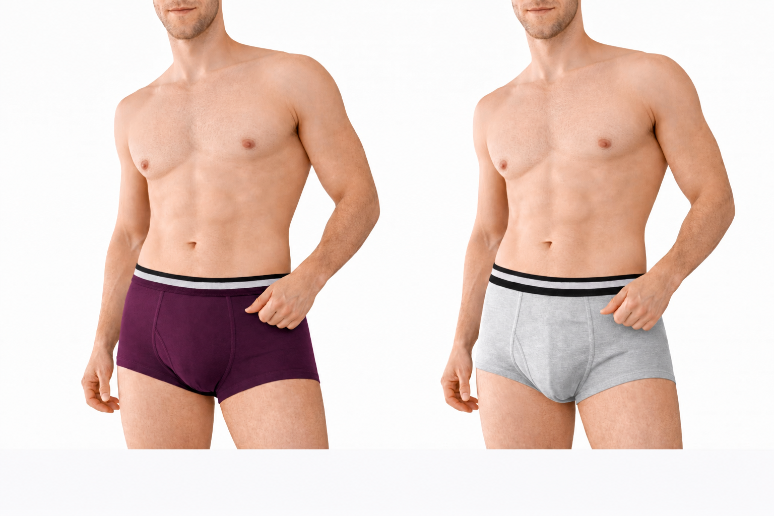 BAMBUMM Men's Bamboo Boxer Trunks Pack of 2 – Grey & Plum