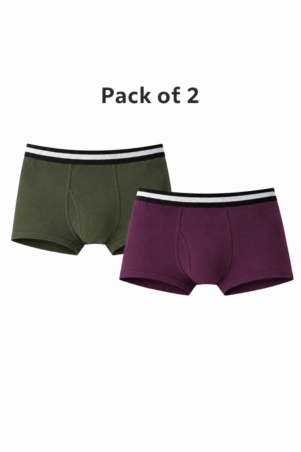 BAMBUMM Men's Bamboo Boxer Trunks Pack of 2 – Green & Plum