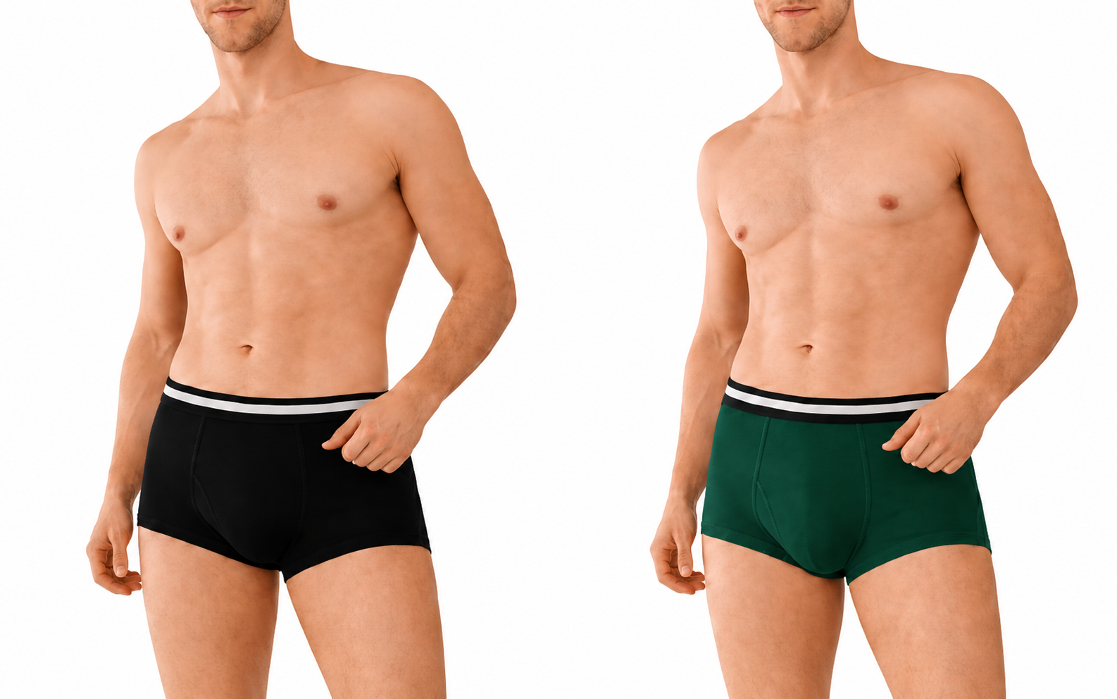 BAMBUMM Men's Bamboo Trunks Pack of 2 – Black - Green @399