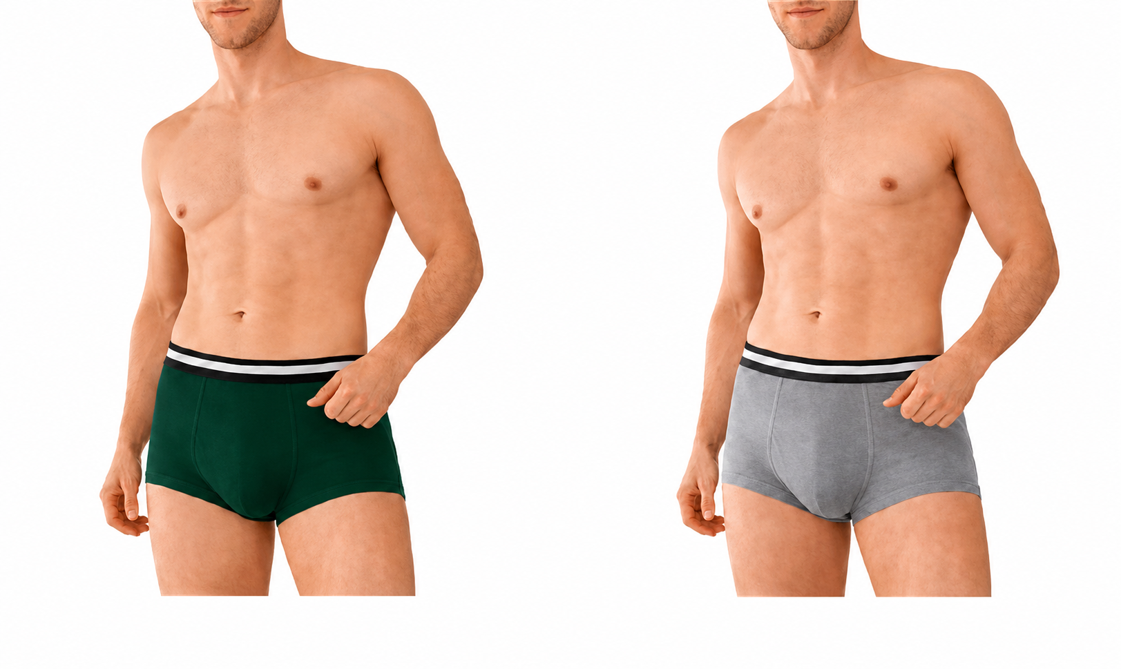 BAMBUMM Men's Bamboo Trunks Pack of 2 – Green - Grey