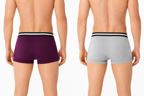 BAMBUMM Men's Bamboo Boxer Trunks Pack of 2 – Grey & Plum