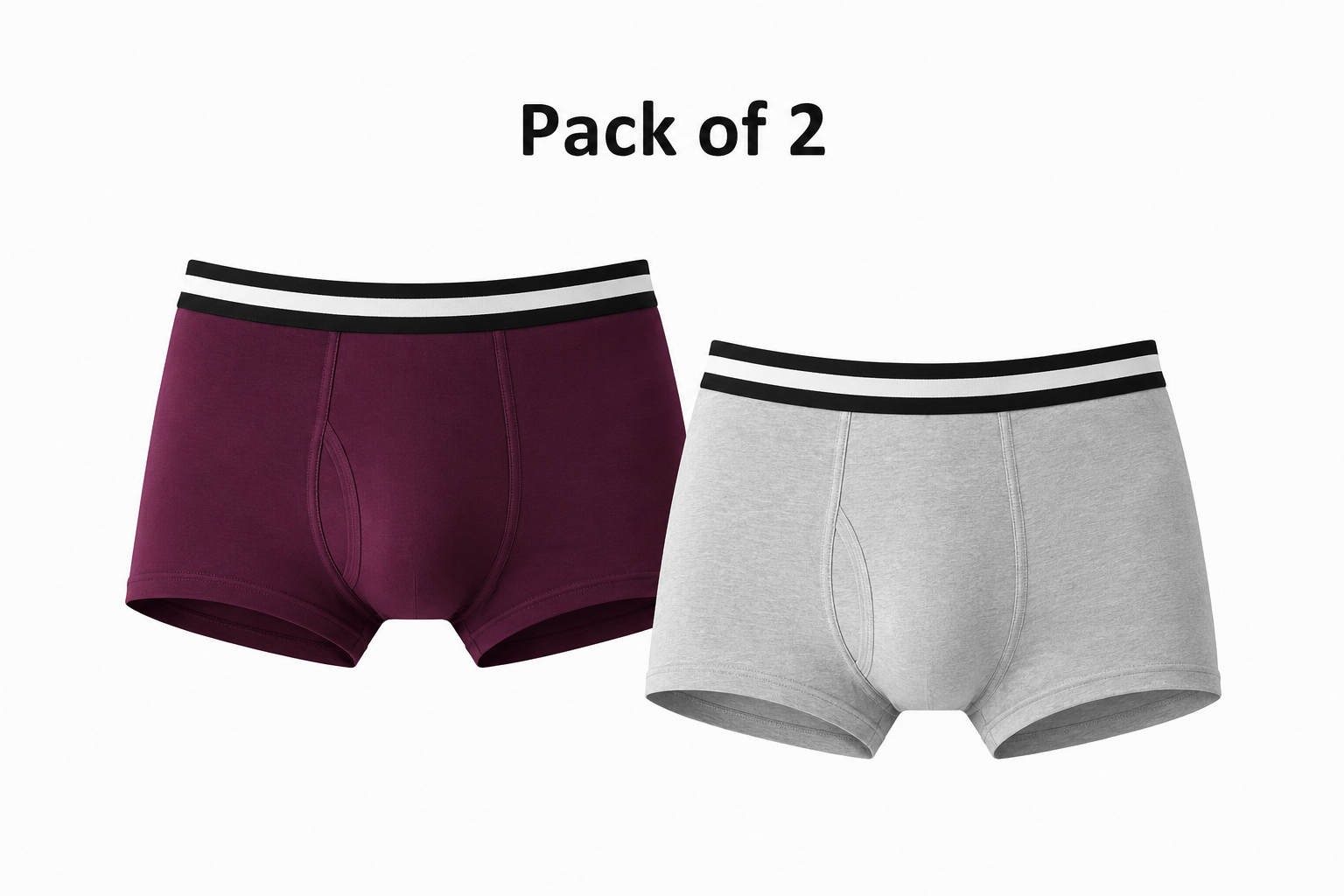 BAMBUMM Men's Bamboo Boxer Trunks Pack of 2 – Grey & Plum