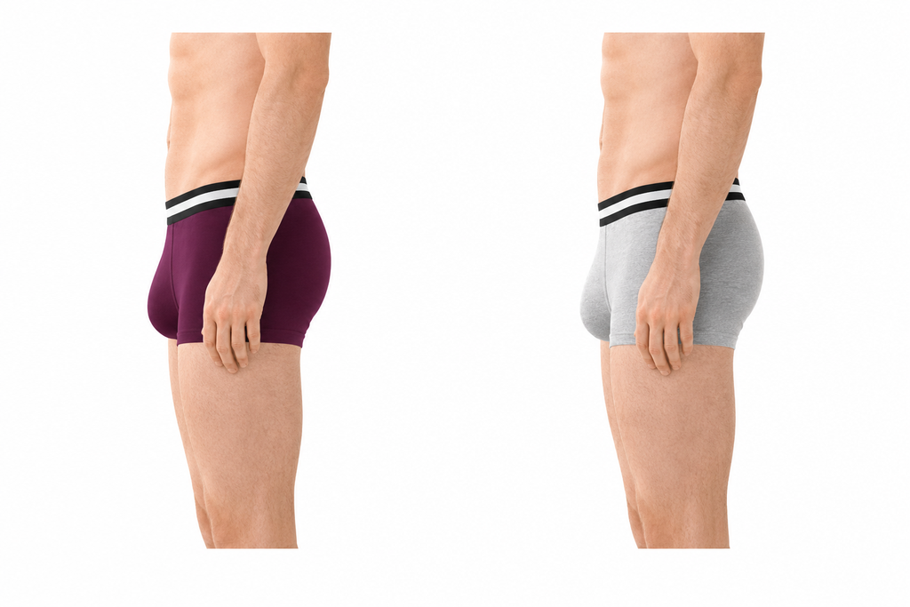 BAMBUMM Men's Bamboo Boxer Trunks Pack of 2 – Grey & Plum