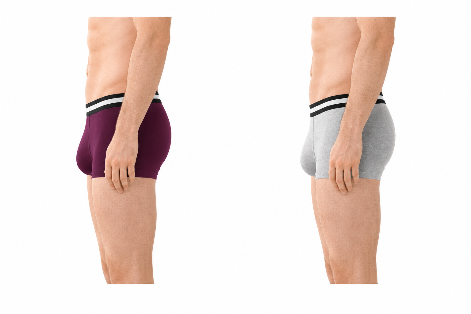 BAMBUMM Men's Bamboo Boxer Trunks Pack of 2 – Grey & Plum
