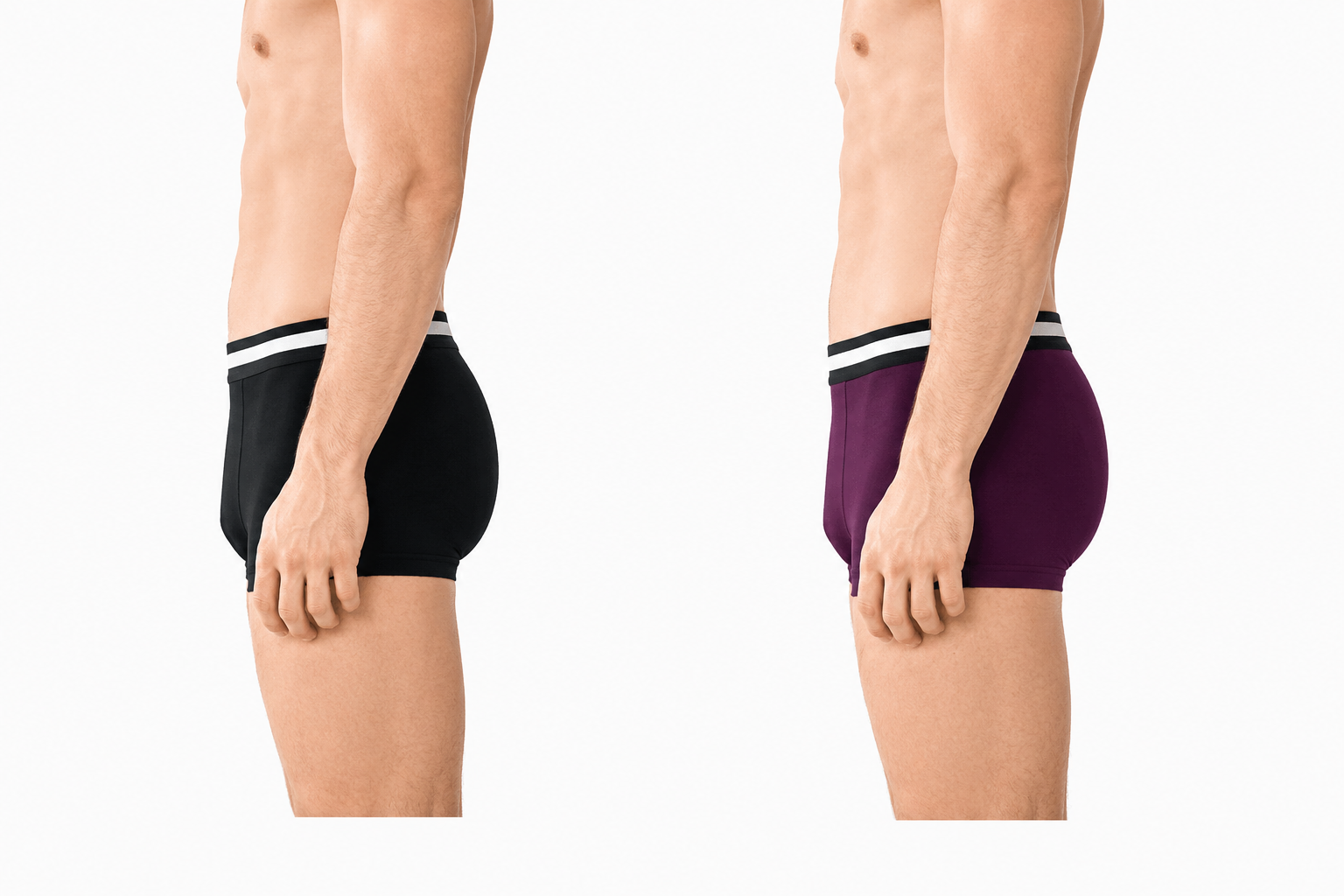 BAMBUMM Men's Bamboo Boxer Trunks Pack of 2 – Black & Plum